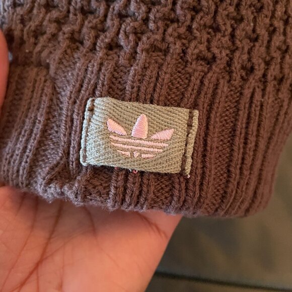 Rare VTG Adidas ORIGINALS Hat. Chocolate & Pink Heritage Logo Knit Beanie Brim main image 5